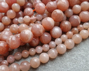 5 Sizes -  Natural Sunstone Beads, 4mm 6mm 8mm 10mm 12mm gemstone beads, Round Beads, Craft Supplies, sun stone mala beads