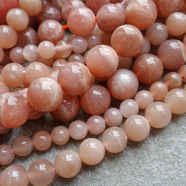 5 Sizes -  Natural Sunstone Beads, 4mm 6mm 8mm 10mm 12mm gemstone beads, Round Beads, Craft Supplies, sun stone mala beads