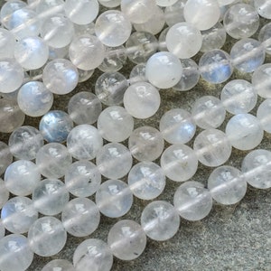 3 mm 6 mm 8 mm natürliche weiße Mondstein Perlen, Kristall Edelstein Perlen, runde Edelstein Perlen, Bastelbedarf