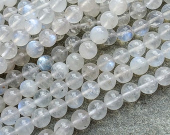 4mm 6mm 8mm Natural White Moonstone Beads, Crystal Gemstone Beads, Round Gemstone Beads, Craft Supplies