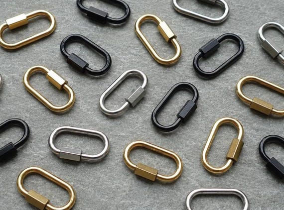 Stainless Steel Screw Carabiner Lock Charms, Oval connector, craft supplies UK