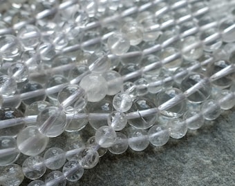 4 rozmiary - Naturalne, przezroczyste, okrągłe koraliki z kryształu kwarcu, klasa AB, 4 mm, 6 mm, 8 mm, 10 mm, koraliki z kamieni szlachetnych