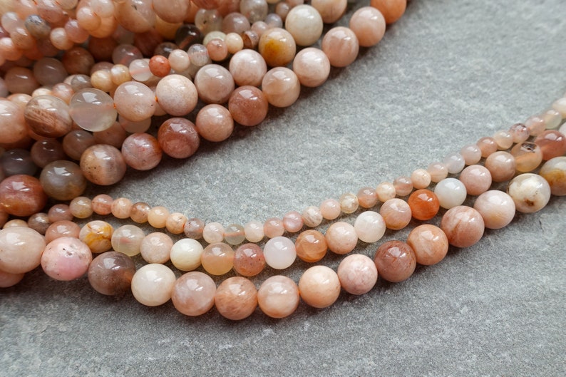 6 Sizes Natural Peach Moonstone Beads,4mm 6mm 8mm 10mm 12mm 14mm gemstone beads, Round Beads, Craft Supplies image 5