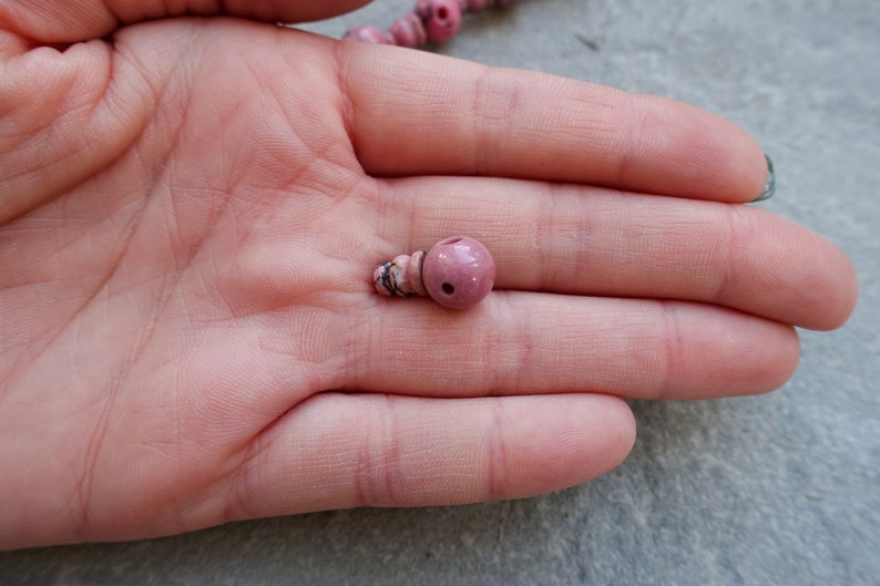 10mm 2 Piece Natural Rhodonite Jasper Mala Guru Bead 3 hole bead for mala Pink Jasper Meru Buddhist bead