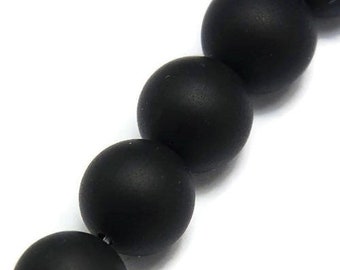 4 Sizes -  Natural Black Onyx Matte Frosted Grade A Beads 4mm 6mm 8mm 10mm gemstone beads, craft supplies