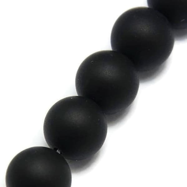 4 Sizes -  Natural Black Onyx Matte Frosted Grade A Beads 4mm 6mm 8mm 10mm gemstone beads, craft supplies