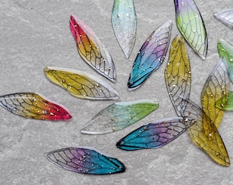 Epoxy Resin Wing Charms, Fairy Jewelry Making Supplies, Gold Foil Accents