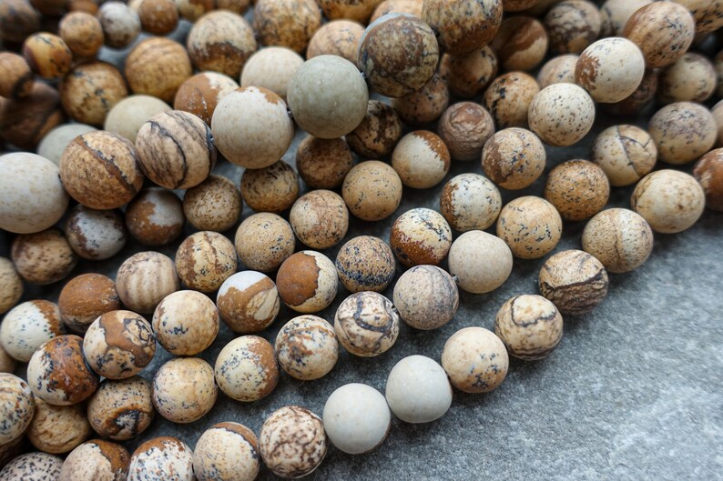 4 Sizes Natural Frosted Picture Jasper Beads Matte Sand Etsy