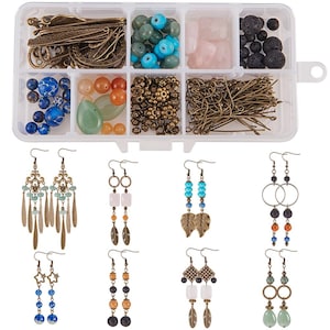 20% DIY Ohrring Schmuck Kit, 8 Paare Kronleuchter Boho baumeln Ohrring Kit, Schmuckherstellung Kit, Bastelbedarf UK