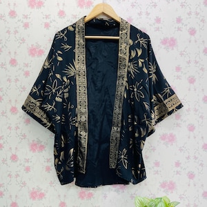Silk Bohemian Kimono Jacket: Upcycled Beach Cover-Up