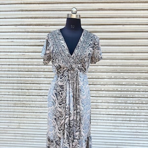 Silk Bohemian Maxi Dress: Floral Tie-Dye V-Neck Sundress