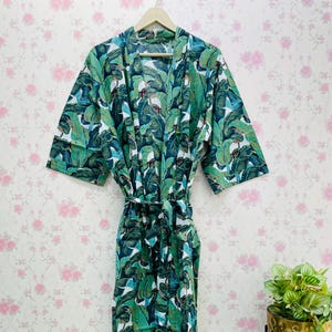 Kimono de algodão Kimono Roupão Frida Presente de Dia dos Namorados Pássaro Roupão de banho Roupão turco Cardigan Pijama Roupão Praia Biquíni Verão