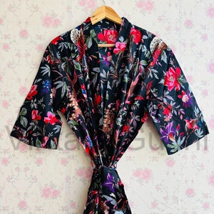 Kimono Algodão Kimono Roupão Frida Dia dos Namorados Presente Pássaro Roupão Roupão Turco Cardigan Roupa de Dormir Praia Biquíni Verão