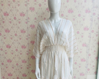 White Lurex women Mini Dress: Rayon Beach Party short outfit