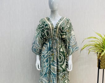 Silk Bohemian Maxi Dress Floral Paisley Print women's clothing V-Neck Sundress