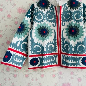 Handmade Cotton Suzani Embroidered Jacket: Bohemian Kimono Coat