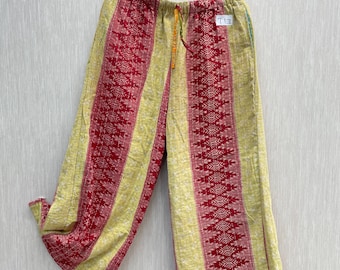 Handmade Kantha Cotton Palazzo Pants: Upcycled 70s Boho Trousers