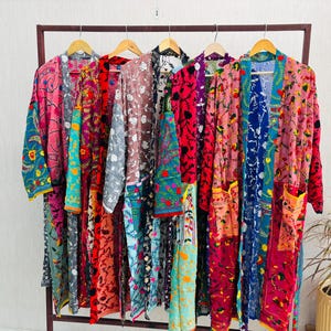 Phulkari long patch Kimono Indian Boho multicolor Jacket bridesmaid gift for her
