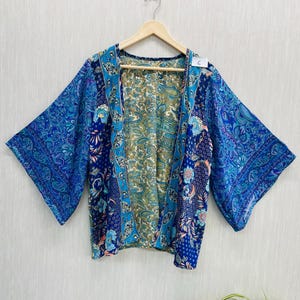 Kimono-Jacke aus Seide, Boho Duster-Cardigan