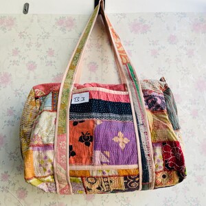 Handgemachte Reisetasche | Indische Vintage Baumwolle Kantha | Reisetasche Turnbeutel, Einkaufstasche, Reisetasche Patch Cotton Kantha Weekend Bag Lover