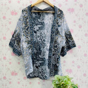 Silk Kimono Jacket Women&#39;s clothing printed Silk Kimono Boho Jacket bridesmaid Gift Short Kimono Coat Gift For Her Bikini Cover Up kimono .