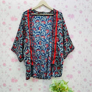 Floral Silk Kimono Jacket: Bohemian Duster Cardigan