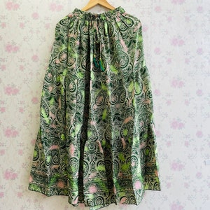 Handmade Paisley Maxi Skirt: 90s Boho Tiered Silk Skirt