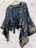 Indian Silk Tie Top women Boho Bell Sleeve Wrap top Bikini blouse for bridesmaid product logo