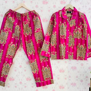 Beautiful Cotton Comfort Pajama Set, Indian Handmade PJ Set, Bohemian Women Night Wear Set, Unisex Cotton Suit Long Pajamas Gifts For Her