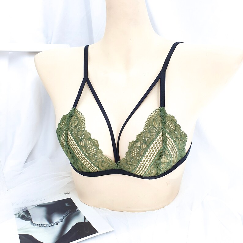Bralette Handmade Lingerie Strappy Lingerie Cage Bra See Through Lingerie See Through Bra Harness Bra Sheer Bra