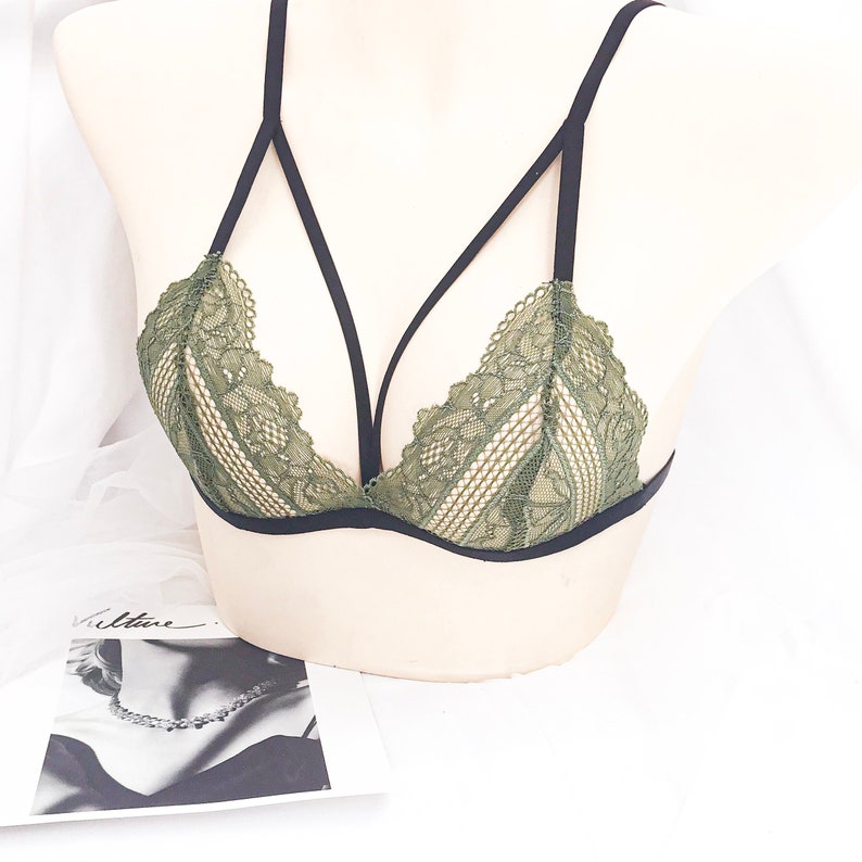 Bralette Handmade Lingerie Strappy Lingerie Cage Bra See Through Lingerie See Through Bra Harness Bra Sheer Bra