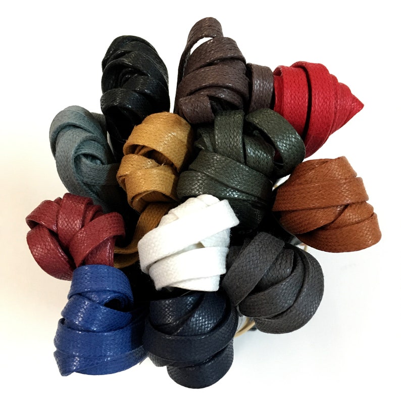 FLAT WAXED Sport Cotton Shoelaces Sneakers Casual Colored Shoe Laces