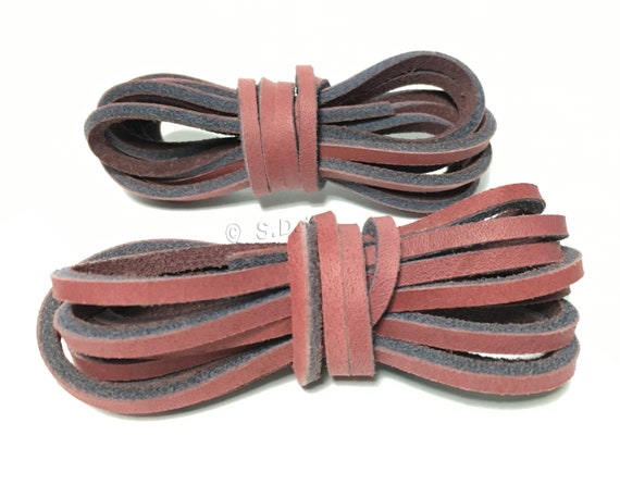 1 PCS of 1/8 Rawhide Leather Shoelaces Shoe Boot Laces Shoestrings Cord  (red, 160cm) 