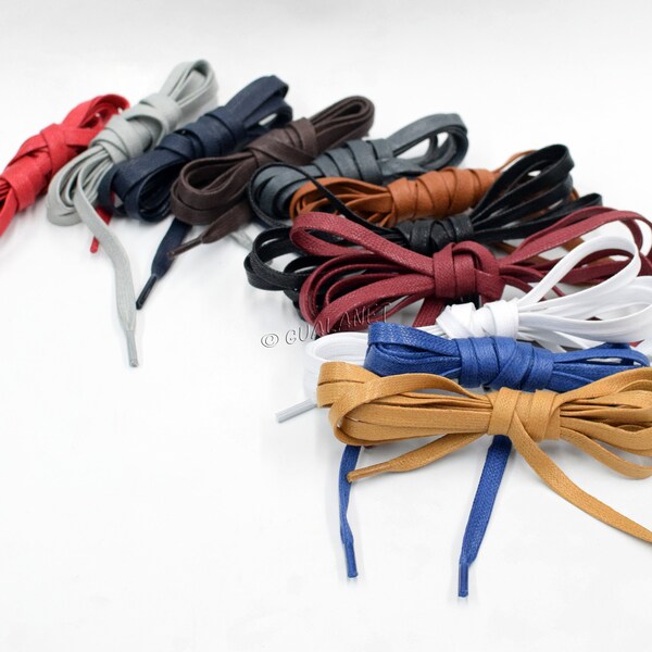 FLAT WAXED Sport Cotton Shoelaces Sneakers Casual Colored Shoe Laces Boot String Wax Coated