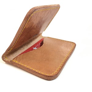 Genuine Veg Tan Leather Handmade Wallet - Credit Card Holder - Minimalist Slim Rustic Case