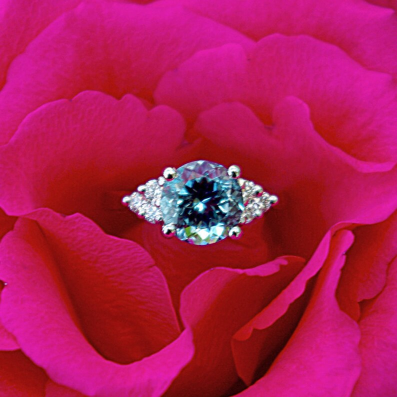 1.91ct Aquamarine Gemstone and 0.25ct Diamond Engagement Ring Etsy UK