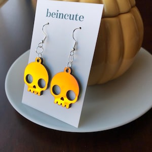 Skull Earrings, Skull Earrings Dangle, Gothic Skull Earrings, Acrylic Skull Earrings, Halloween Skull Earrings, Halloween Party Earrings