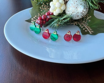 Christmas Ornament Earrings, Xmas Stud Earrings, Holiday Earring Studs, Mismatched Earrings, Acrylic Stud Earrings, Cute Christmas Jewelry