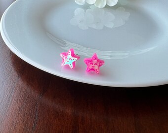 Iridescent Starfish Stud Earrings: Laser Cut Acrylic, Beach Jewelry
