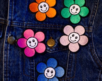 Smiley Flower Iron on Patch