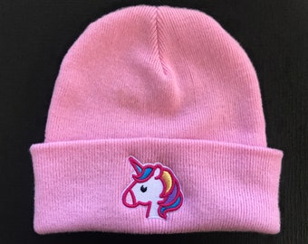 Unicorn Beanie Pink 3D Embroidery