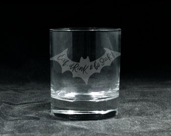 Halloween Bat Glass | Halloween | Spooky | Wine | Whisky | Beer | Gift | Laser Engraved
