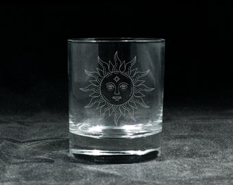 Celestial Sun Glass | Water | Wine | Whisky | Beer | Gift | Laser Engraved | Personalized