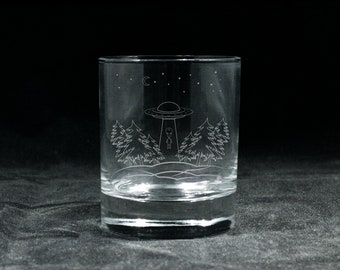 Alien UFO Wood Glass | Water | Wine | Whisky | Beer | Gift | Laser Engraved