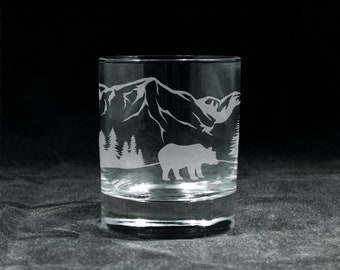 Bear Mountain Glass | Water | Wine | Whisky | Beer | Gift | Laser Engraved | Personalized