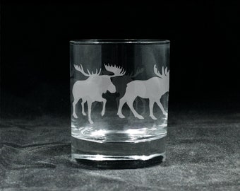 Moose Glass | Water | Wine | Whisky | Beer | Gift | Laser Engraved | Personalized
