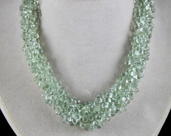 Natural Green Amethyst Beaded Teardrop 5 L 731 Ct Gemstone Fine Party Necklace