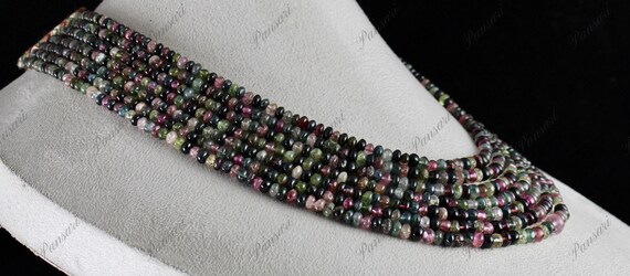 Natural Multi-Color Tourmaline Round Bead Necklac… - image 5