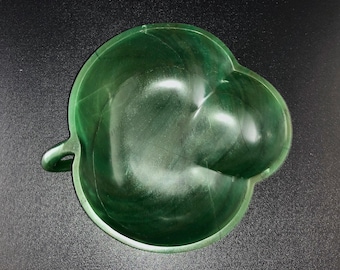 Natural Green Jade Carved Leaves Bowl – 5 Inch, 1360 Ct Gemstone for Home Decor