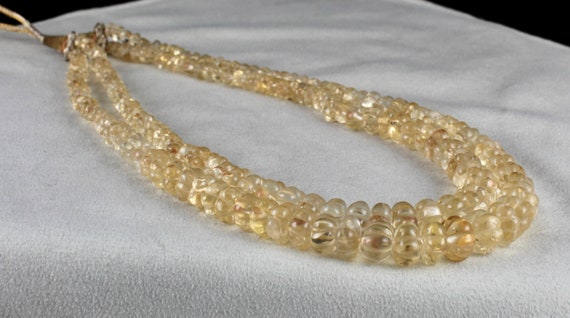 Natural Yellow Citrine Beads Carved Round 2 L 558… - image 6